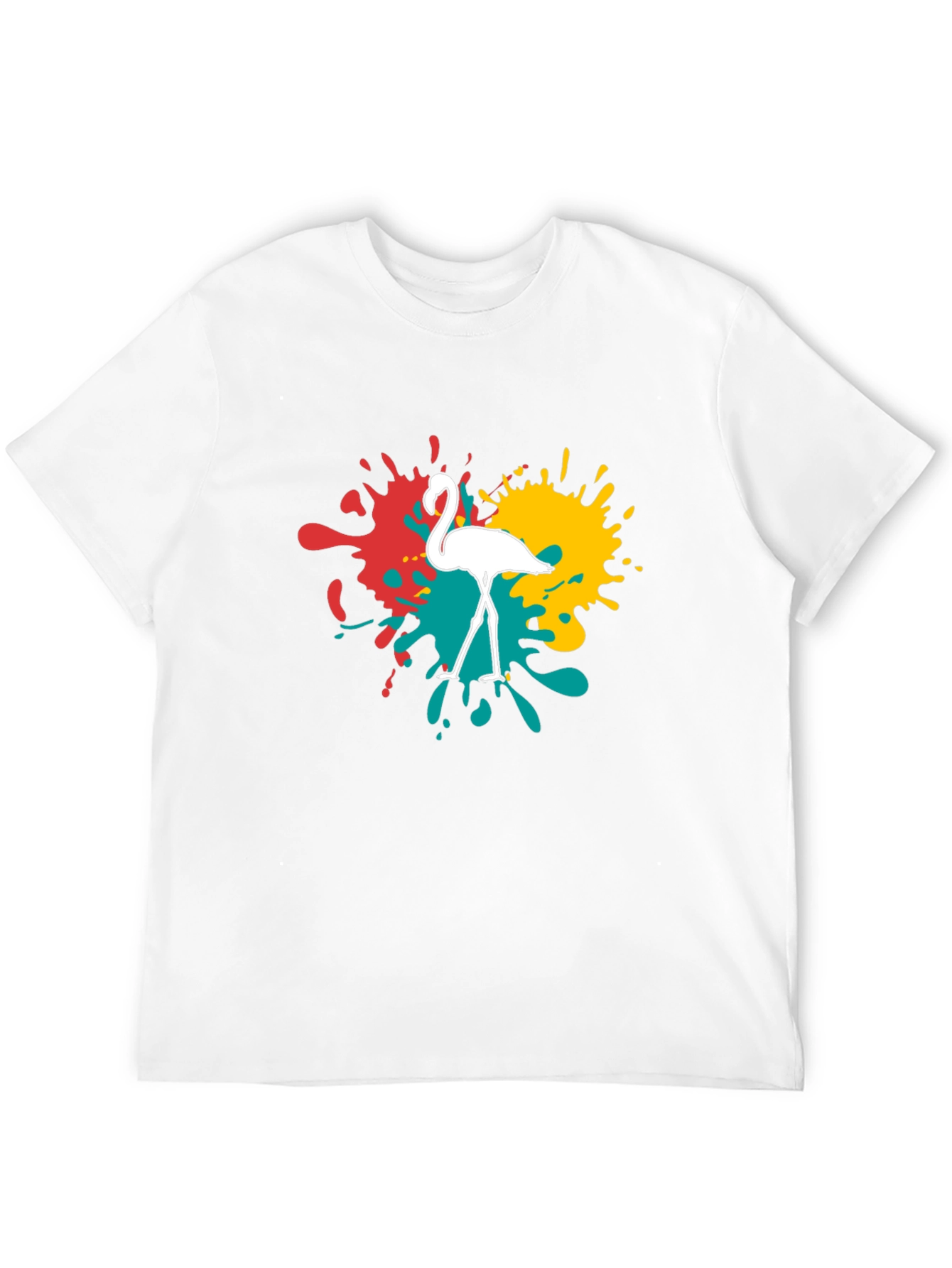 Flamingo Splatter Graphic T-Shirt - Black