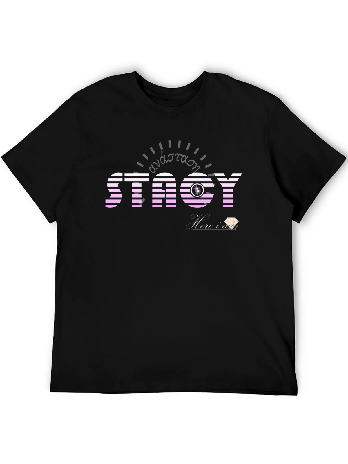 Striped STACY Graphic Tee - Black