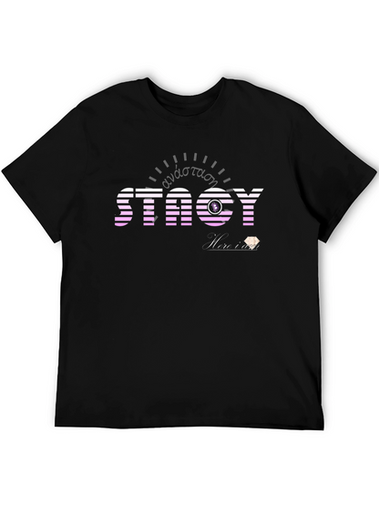 Striped STACY Graphic Tee - Black