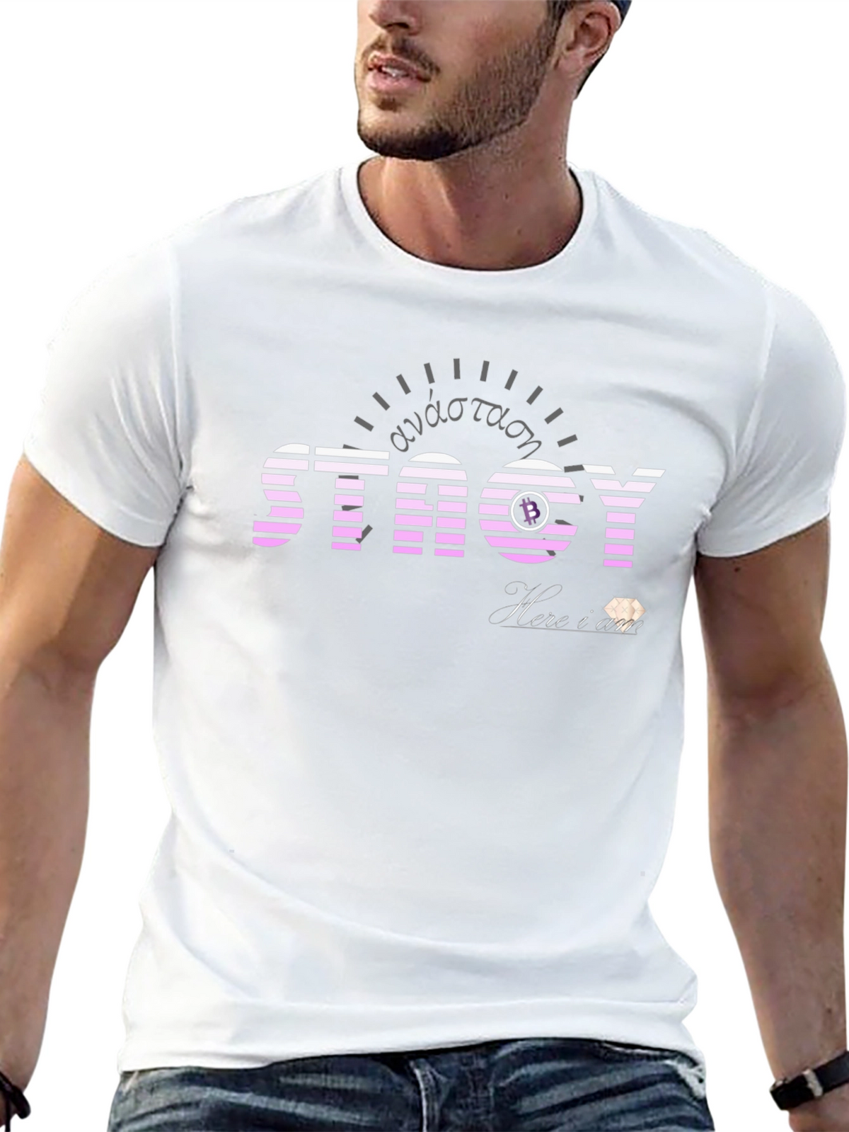Striped STACY Graphic Tee - Black