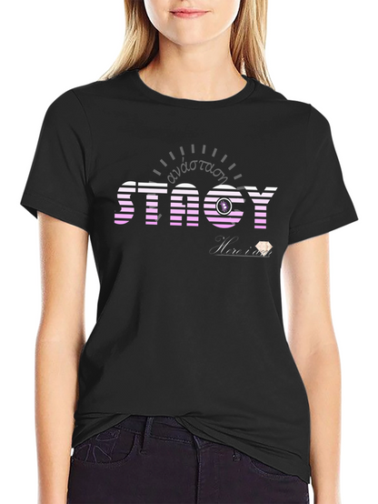 Striped STACY Graphic Tee - Black