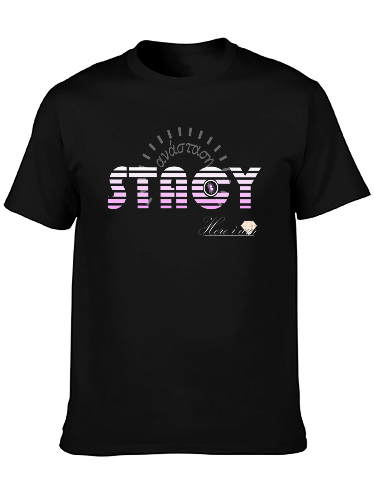 Striped STACY Graphic Tee - Black
