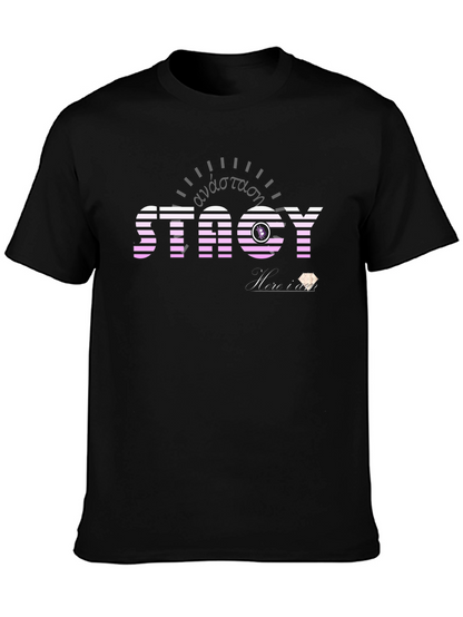 Striped STACY Graphic Tee - Black