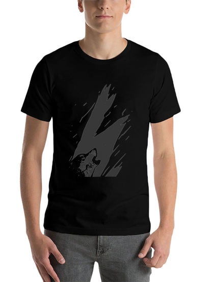 Mens Black Wolf Graphic Print T-Shirt