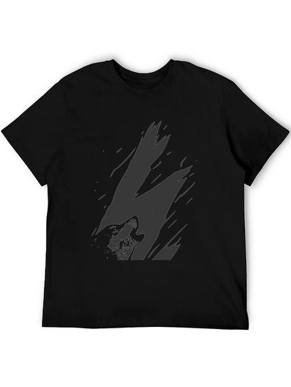 Mens Black Wolf Graphic Print T-Shirt