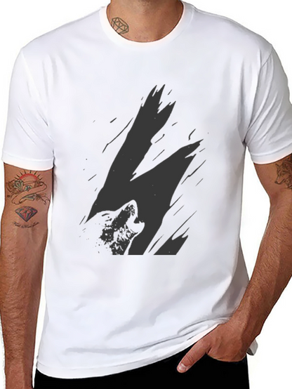 Mens Black Wolf Graphic Print T-Shirt