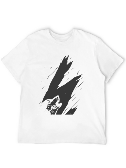 Mens Black Wolf Graphic Print T-Shirt