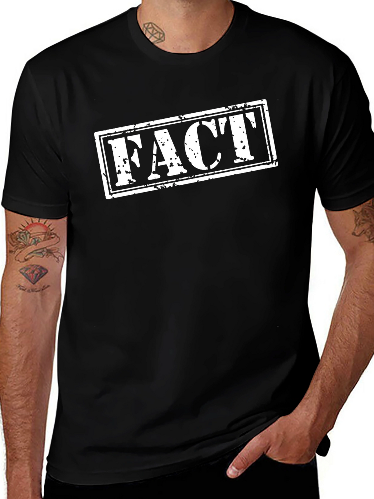 Mens Black FACT Graphic T-Shirt