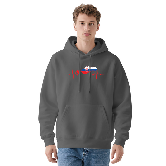 Slovakia Flag Heartbeat Patriotic Graphic Unisex Hoodie, Plush Cozy Feel