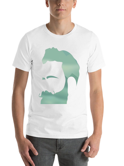 Geometric Bearded Man Graphic Tee - Black