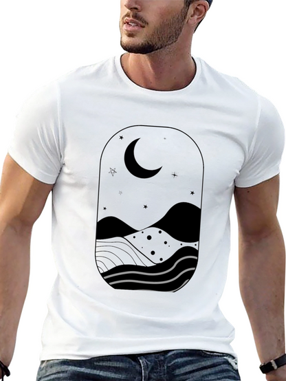 Nightscape Graphic Tee - Black Cotton T-Shirt