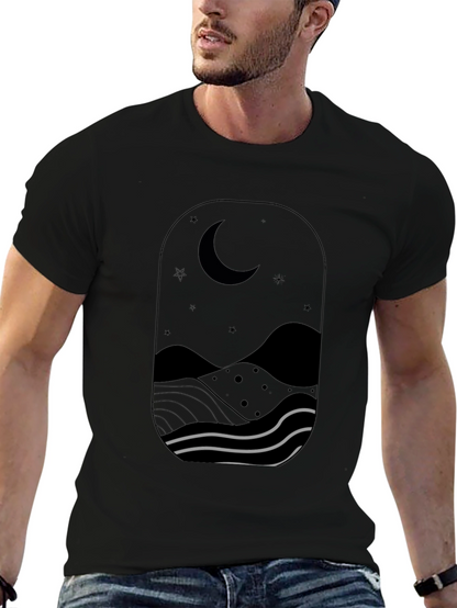 Nightscape Graphic Tee - Black Cotton T-Shirt