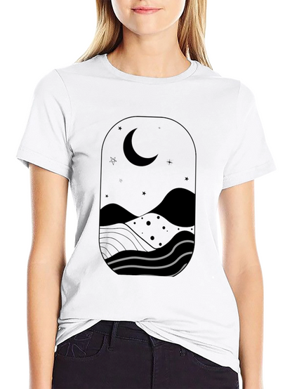 Nightscape Graphic Tee - Black Cotton T-Shirt