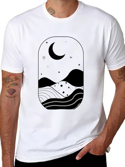 Nightscape Graphic Tee - Black Cotton T-Shirt