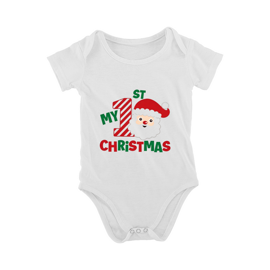 My 1st Christmas Santa Candy Cane Holiday Newborn Onesie