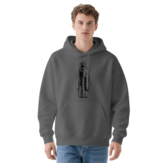 Vintage Desert Man Sketch Minimal Line Art Hoodie, Low-key Soft Comfort Pullover