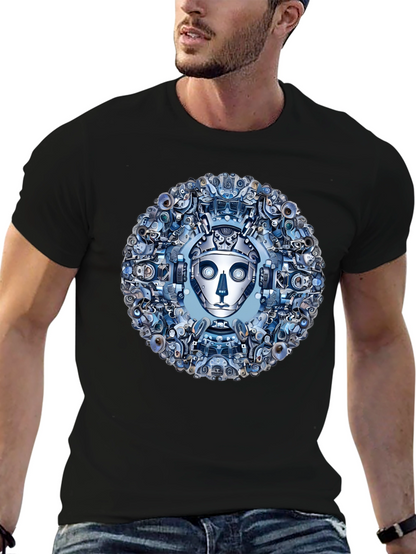 Robot Face Graphic Tee - Steampunk Style