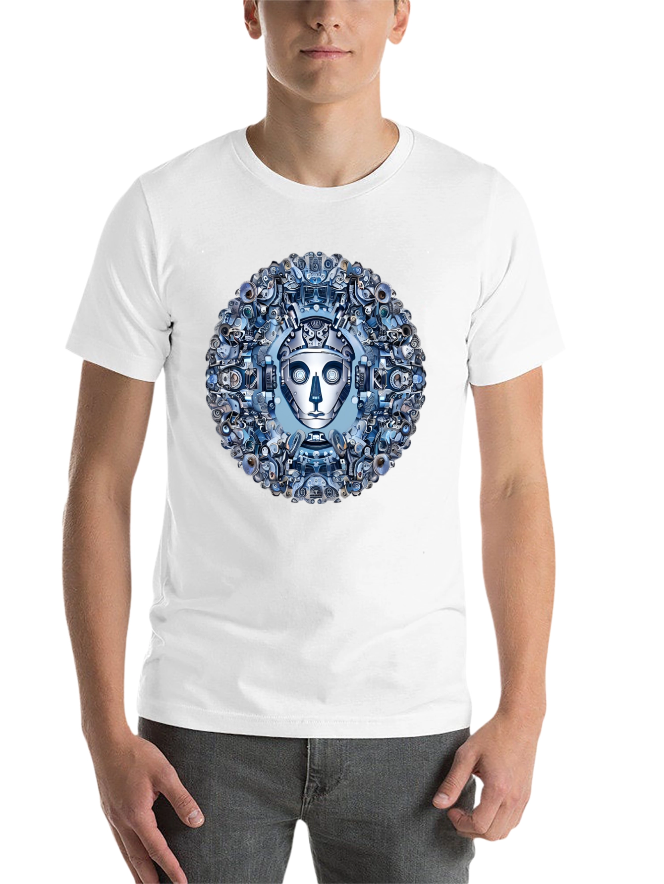 Robot Face Graphic Tee - Steampunk Style