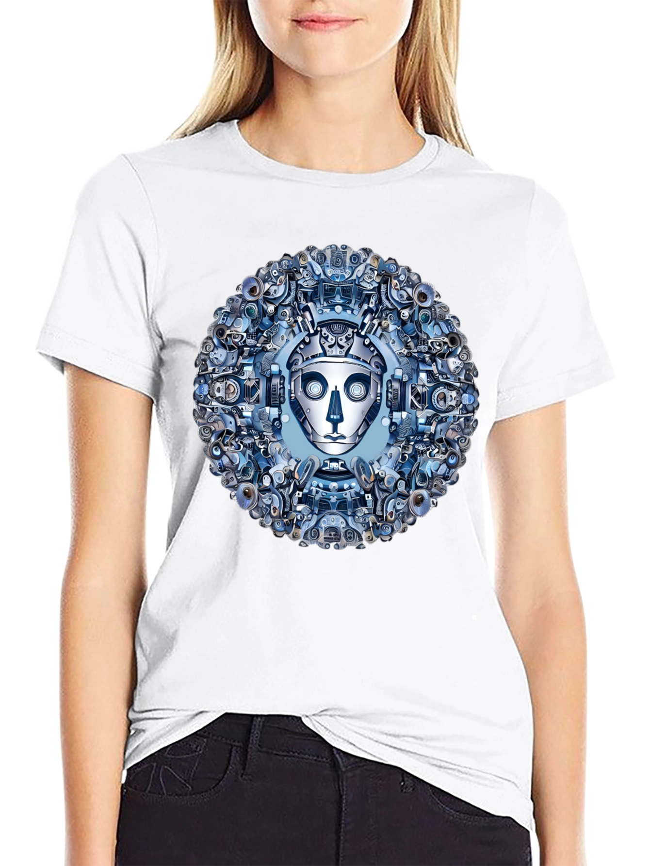Robot Face Graphic Tee - Steampunk Style