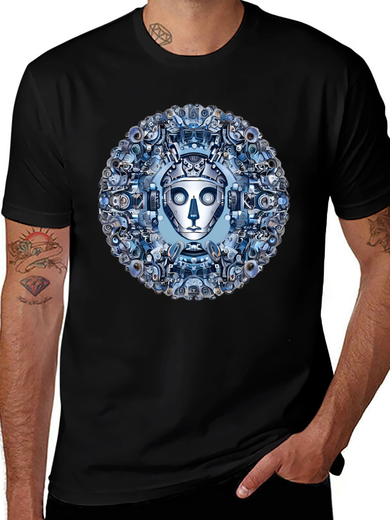 Robot Face Graphic Tee - Steampunk Style