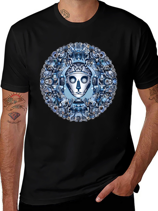Robot Face Graphic Tee - Steampunk Style