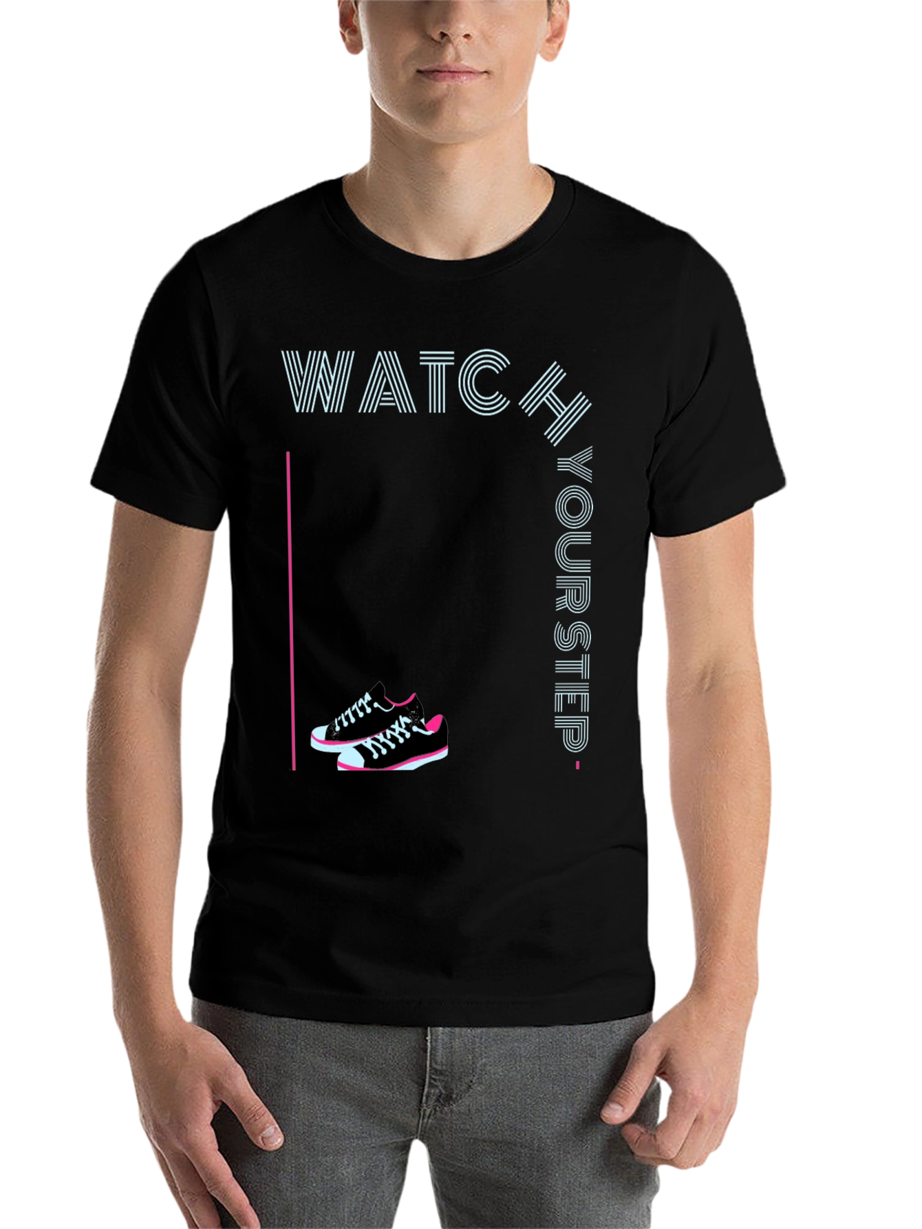 Watch Your Step Sneaker Tee - Stylish Graphic Print