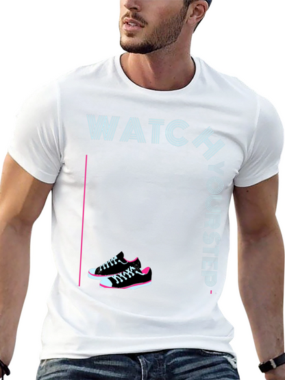 Watch Your Step Sneaker Tee - Stylish Graphic Print