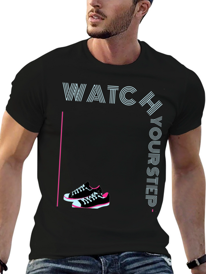 Watch Your Step Sneaker Tee - Stylish Graphic Print