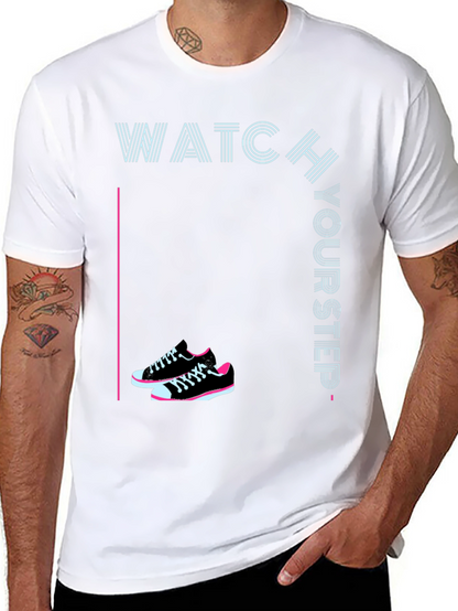 Watch Your Step Sneaker Tee - Stylish Graphic Print