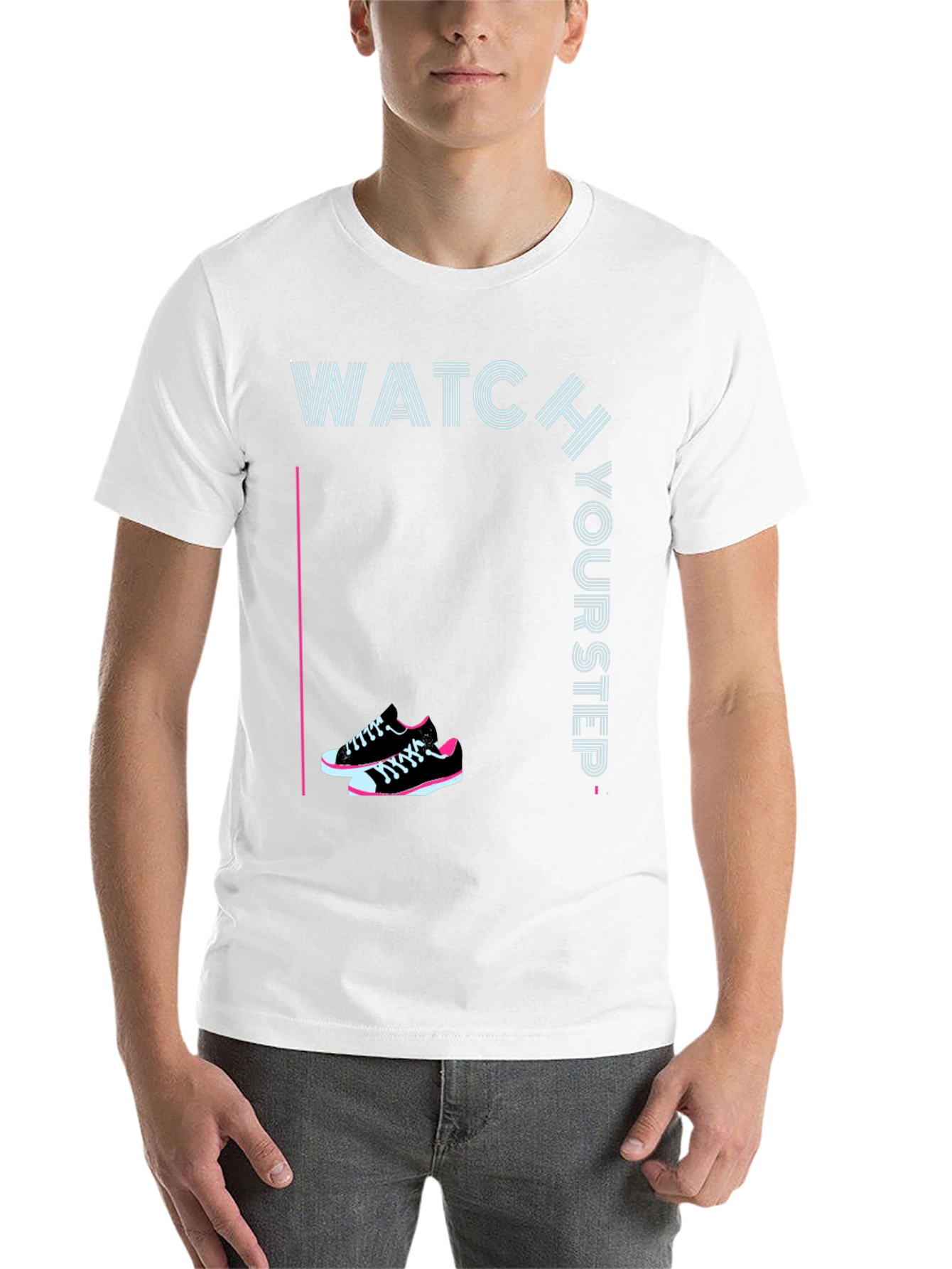 Watch Your Step Sneaker Tee - Stylish Graphic Print