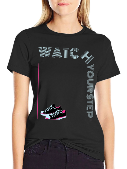 Watch Your Step Sneaker Tee - Stylish Graphic Print