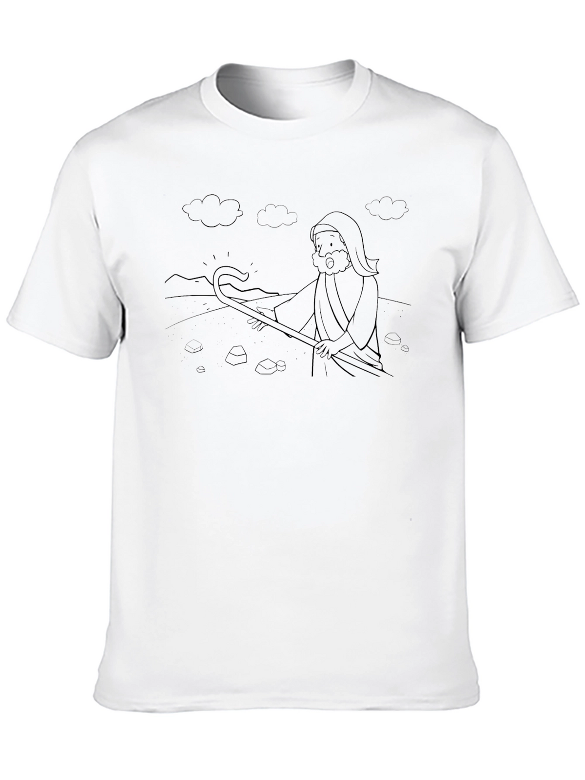 Moses Cartoon Black T-Shirt
