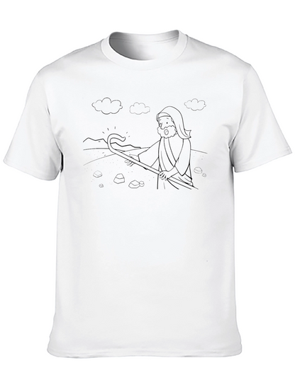 Moses Cartoon Black T-Shirt