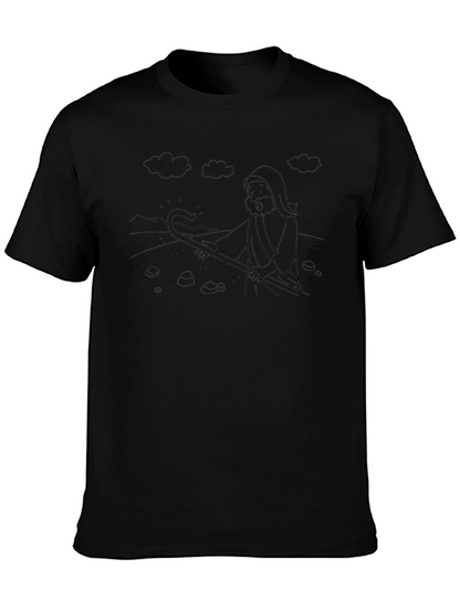 Moses Cartoon Black T-Shirt