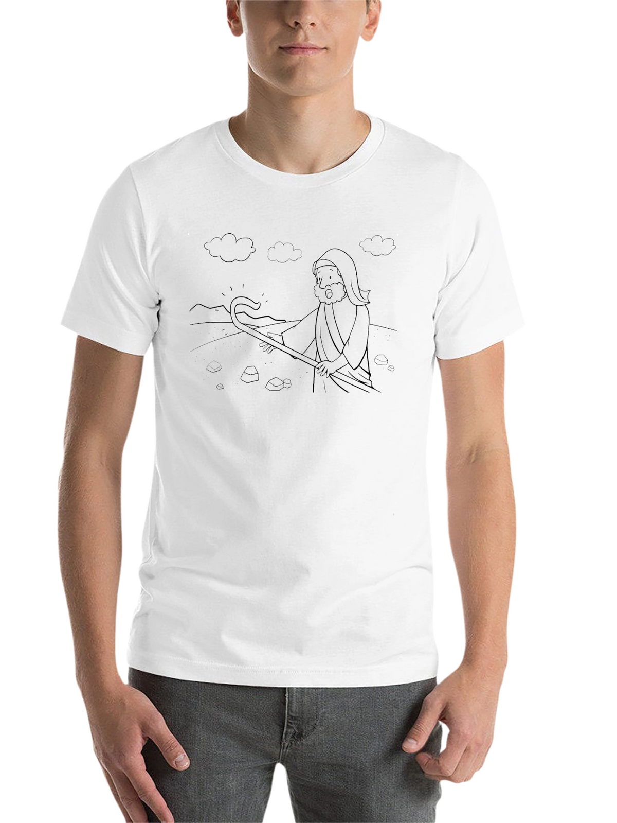 Moses Cartoon Black T-Shirt