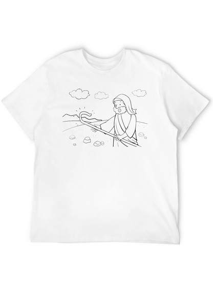 Moses Cartoon Black T-Shirt