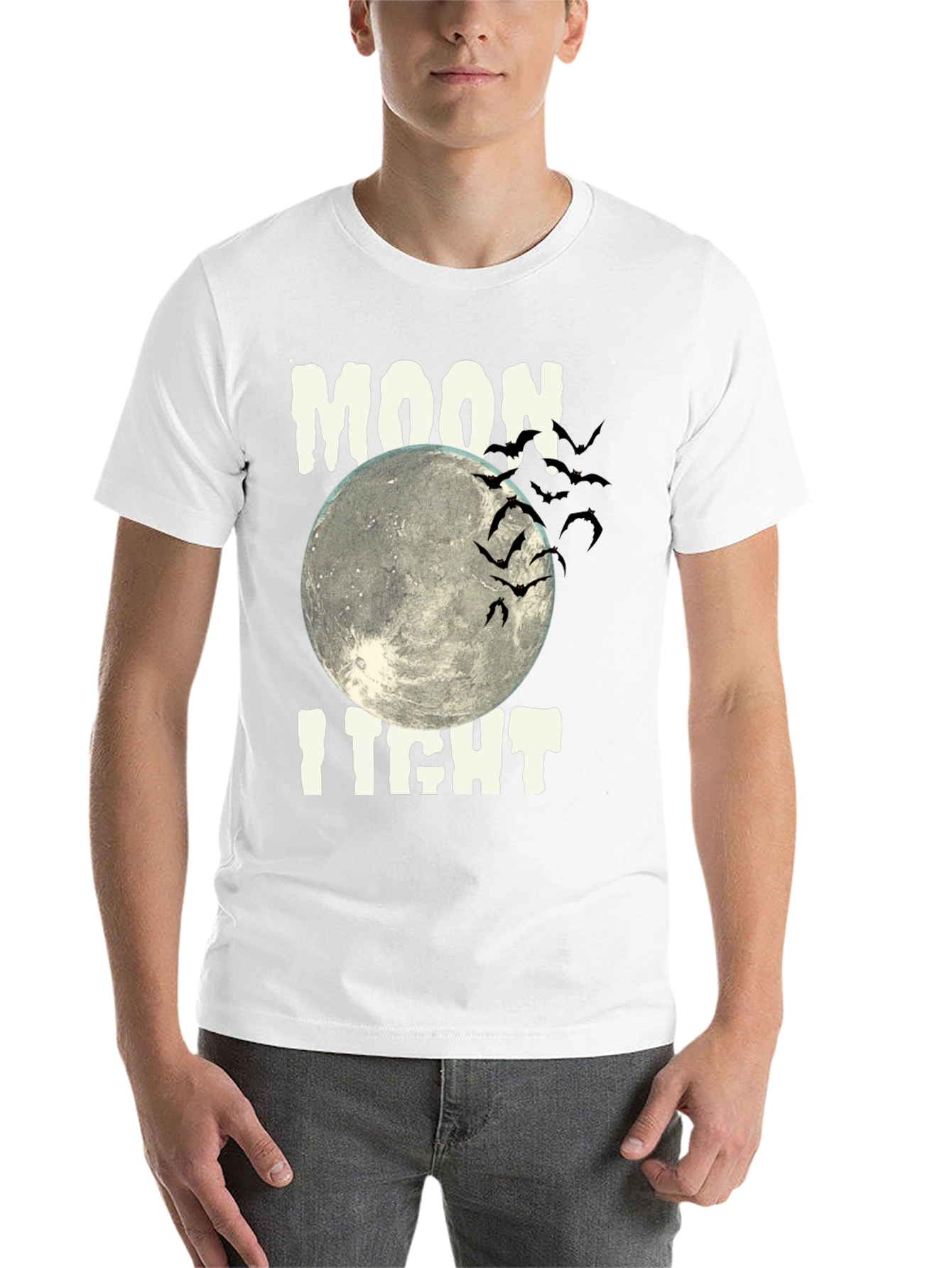 Moonlight Halloween Bats Graphic Tee