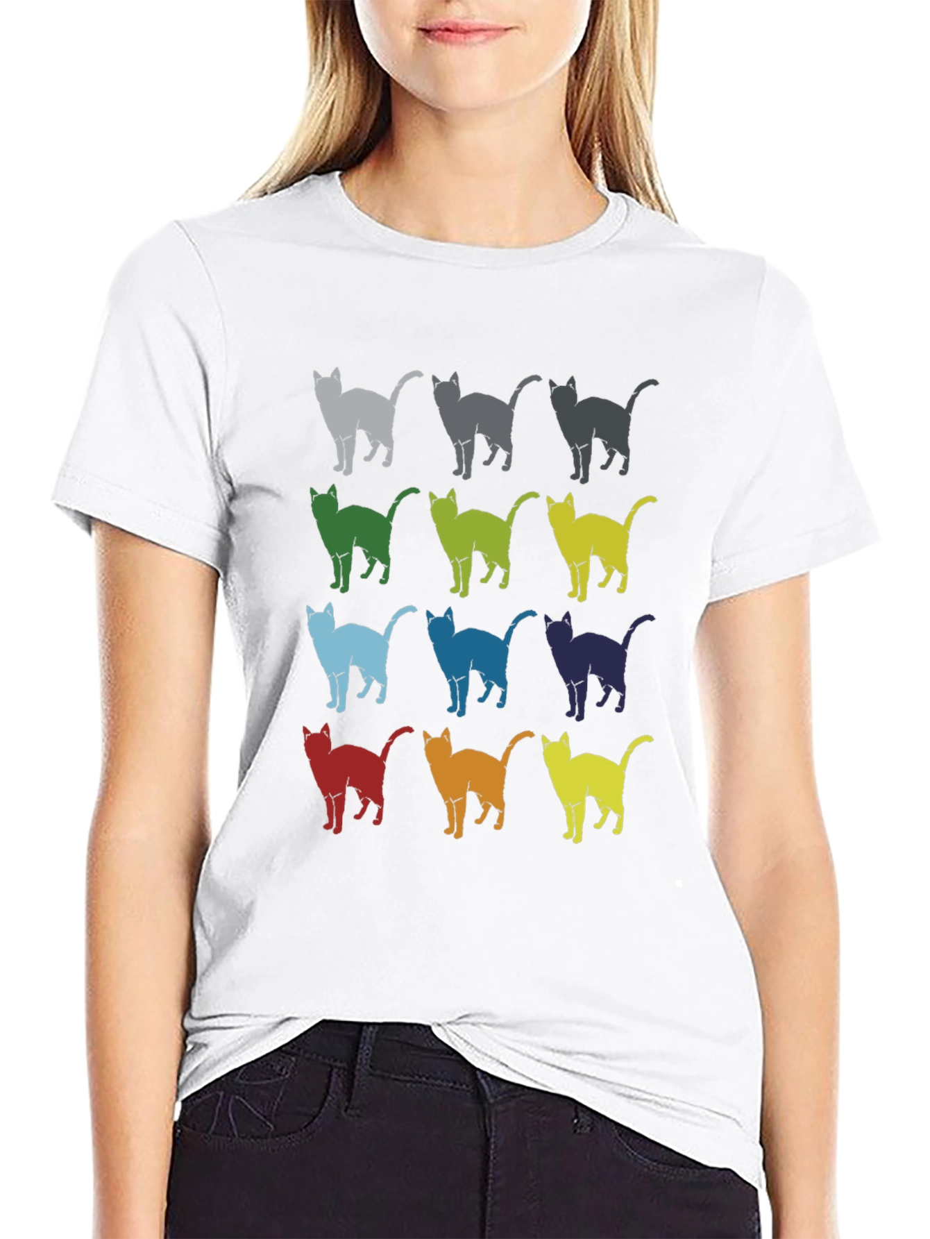 Retro Cat Pattern Graphic T-Shirt