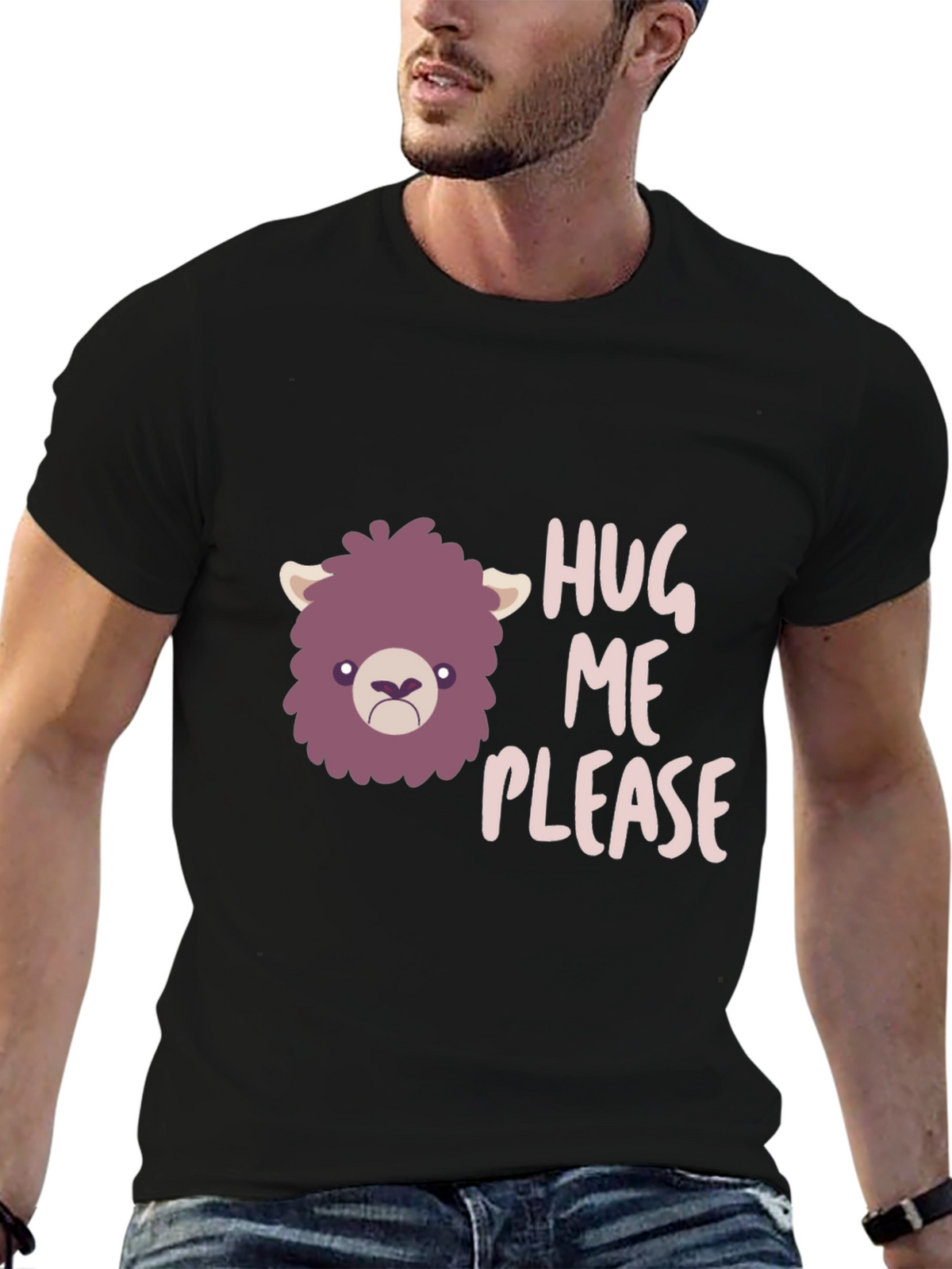 Hug Me Please Graphic Tee - Funny Llama T-Shirt