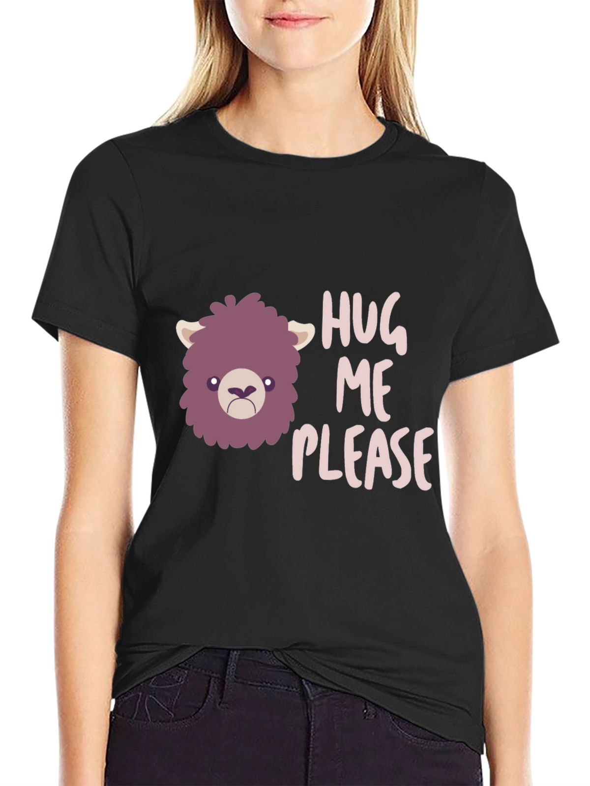 Hug Me Please Graphic Tee - Funny Llama T-Shirt