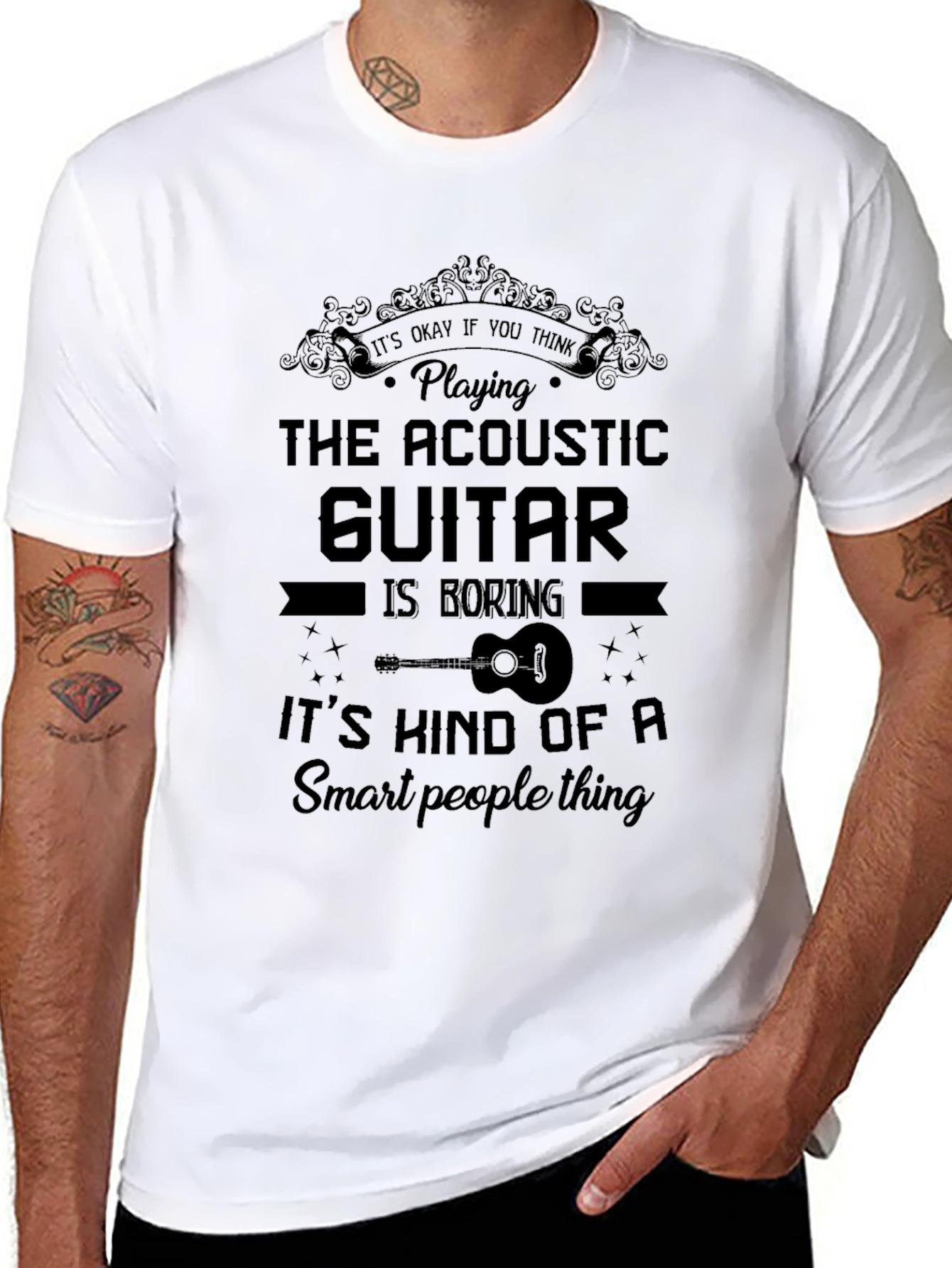 Acoustic Guitar Smart People Black T-Shirt