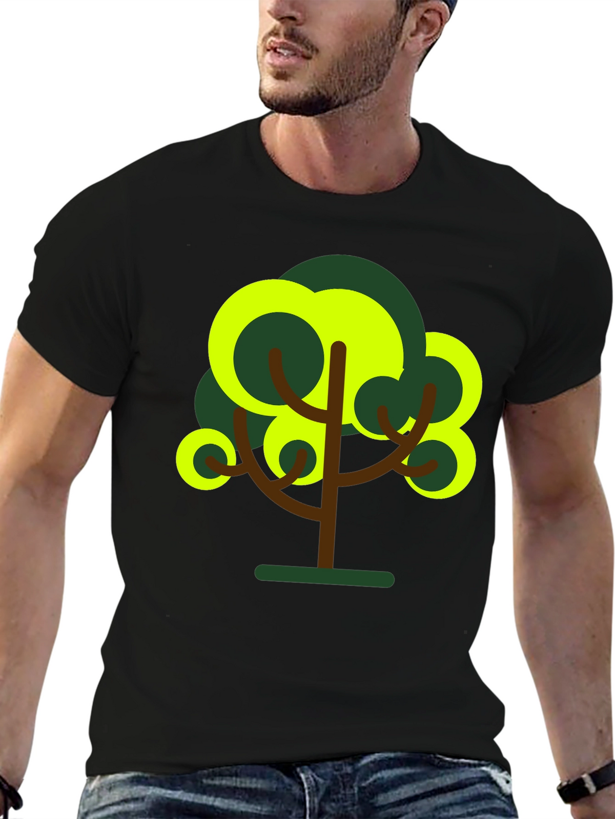 Abstract Tree Graphic Tee - Black