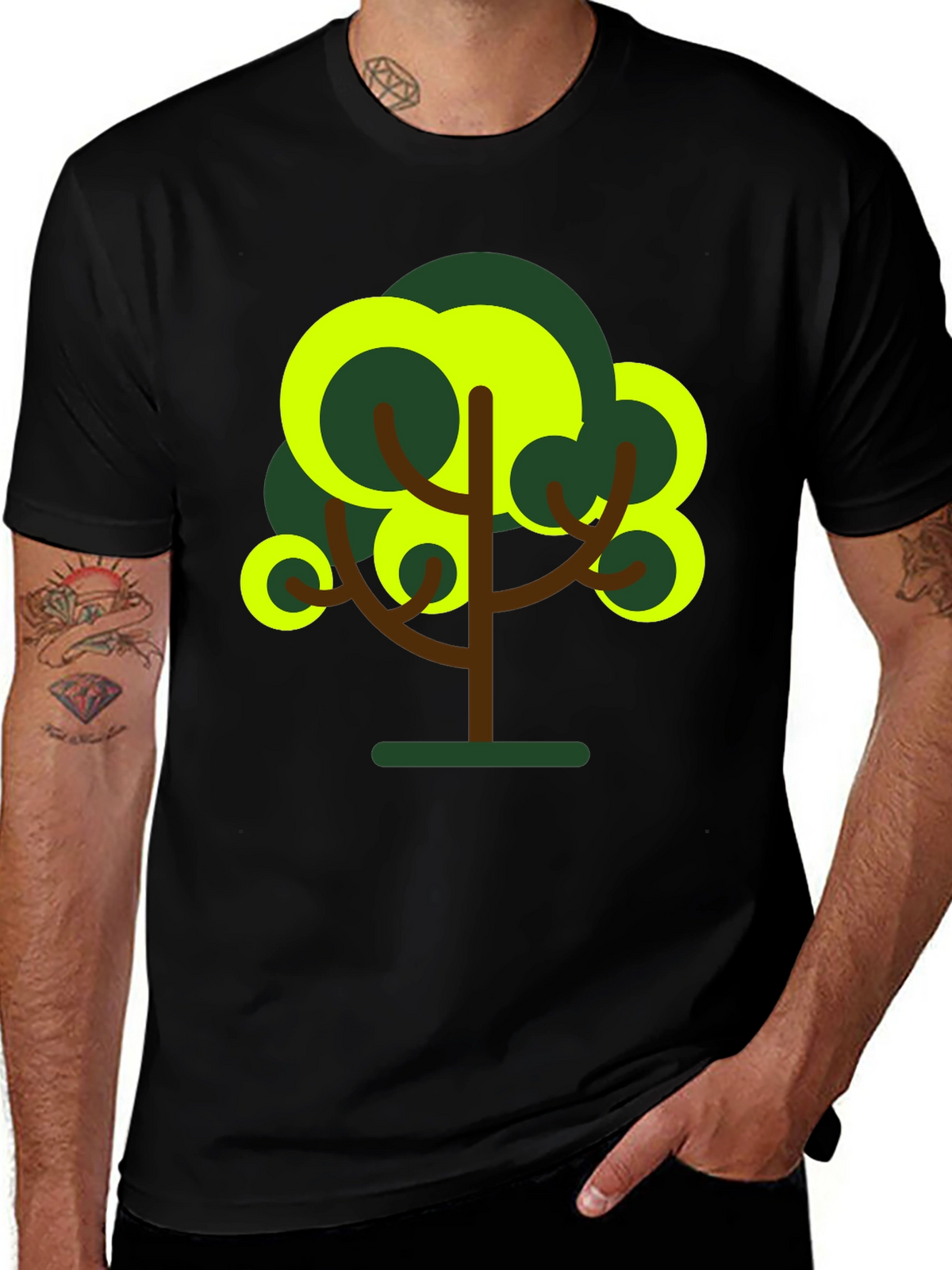 Abstract Tree Graphic Tee - Black