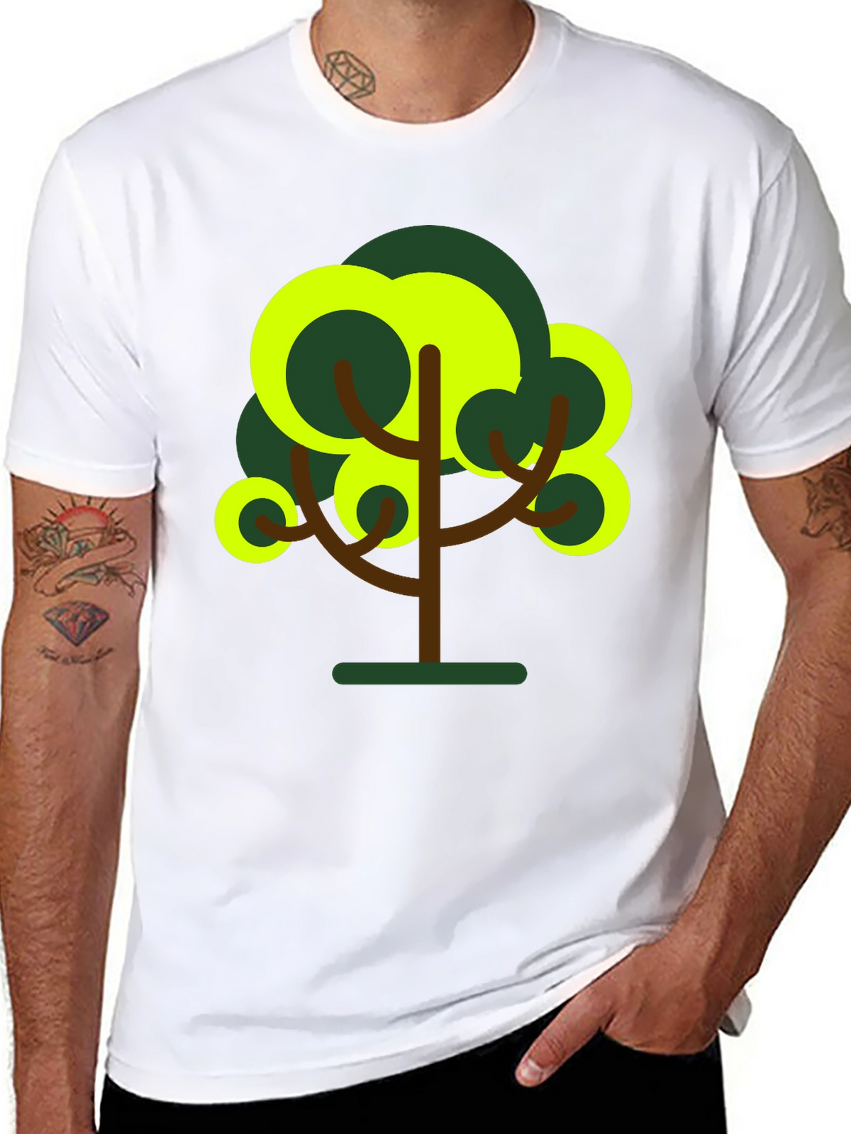 Abstract Tree Graphic Tee - Black