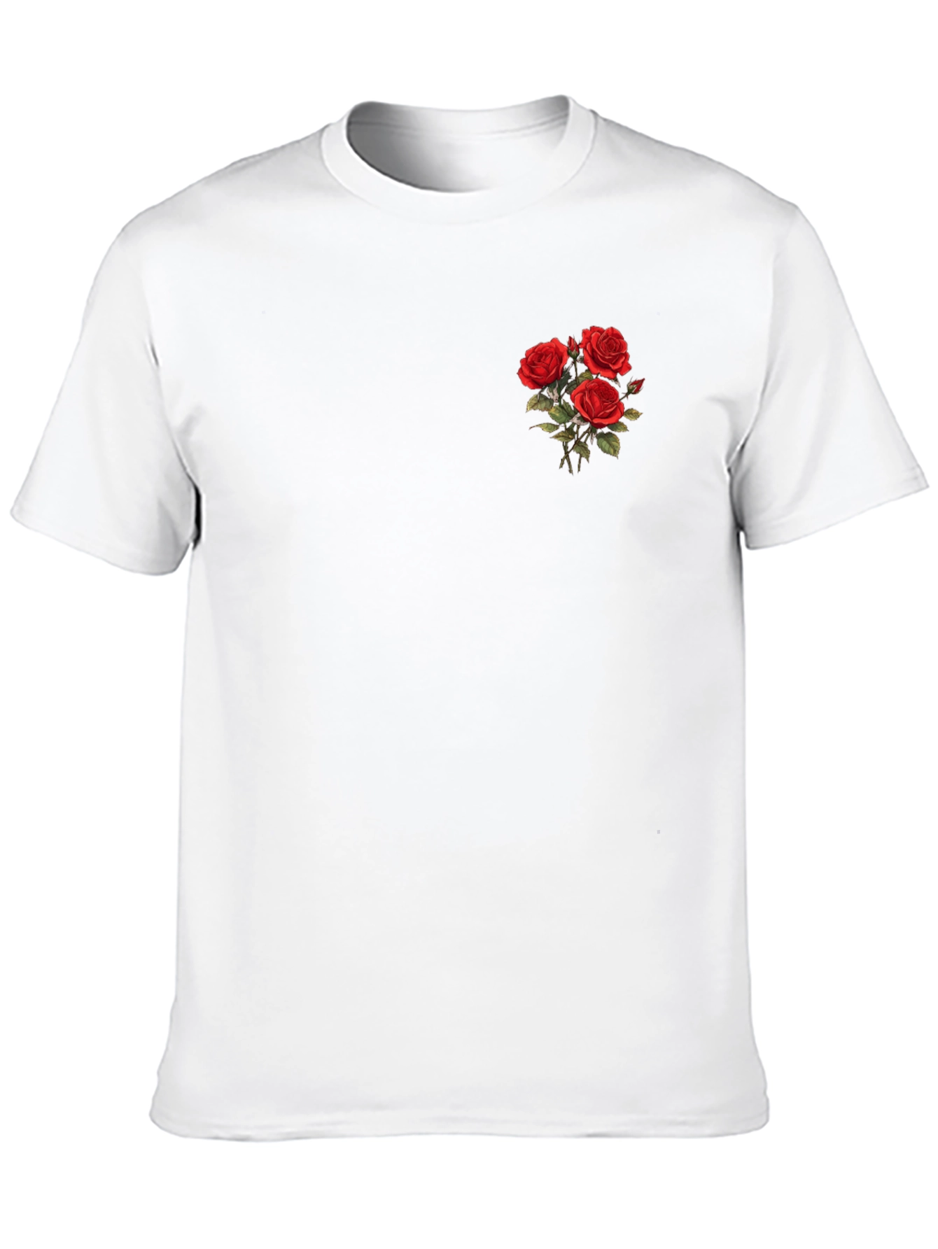 Mens Black T-Shirt with Rose Bouquet Design