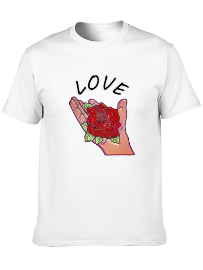 Love Rose Graphic T-Shirt - Romantic Design