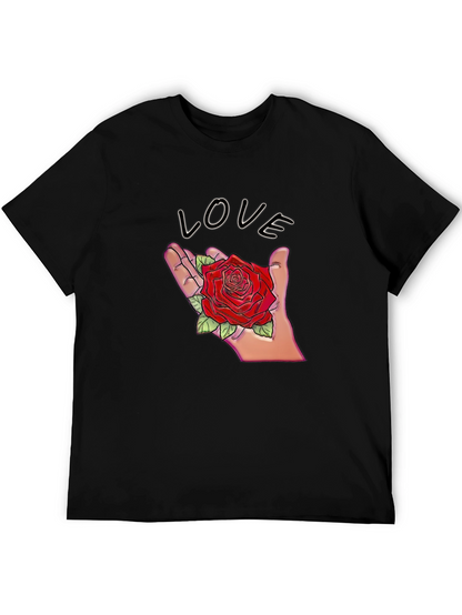 Love Rose Graphic T-Shirt - Romantic Design