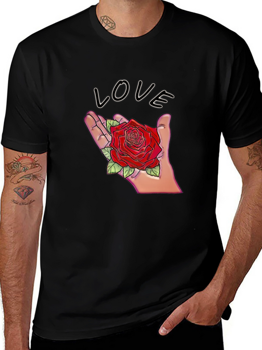 Love Rose Graphic T-Shirt - Romantic Design