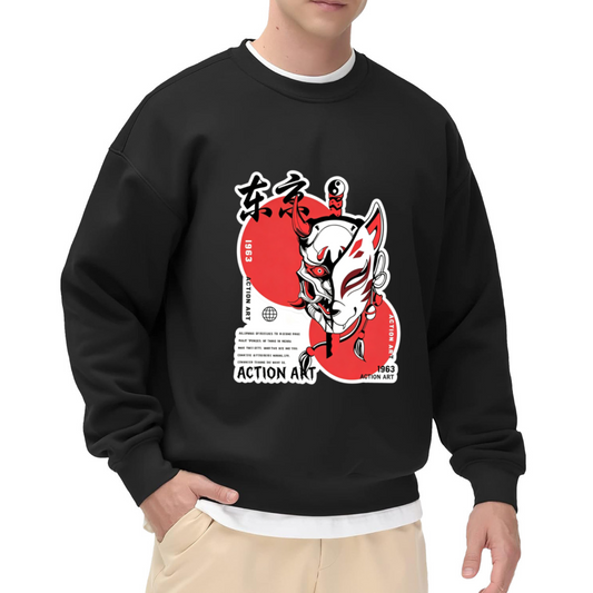 Tokyo Oni Mask Japanese Retro Street Crewneck Sweatshirt