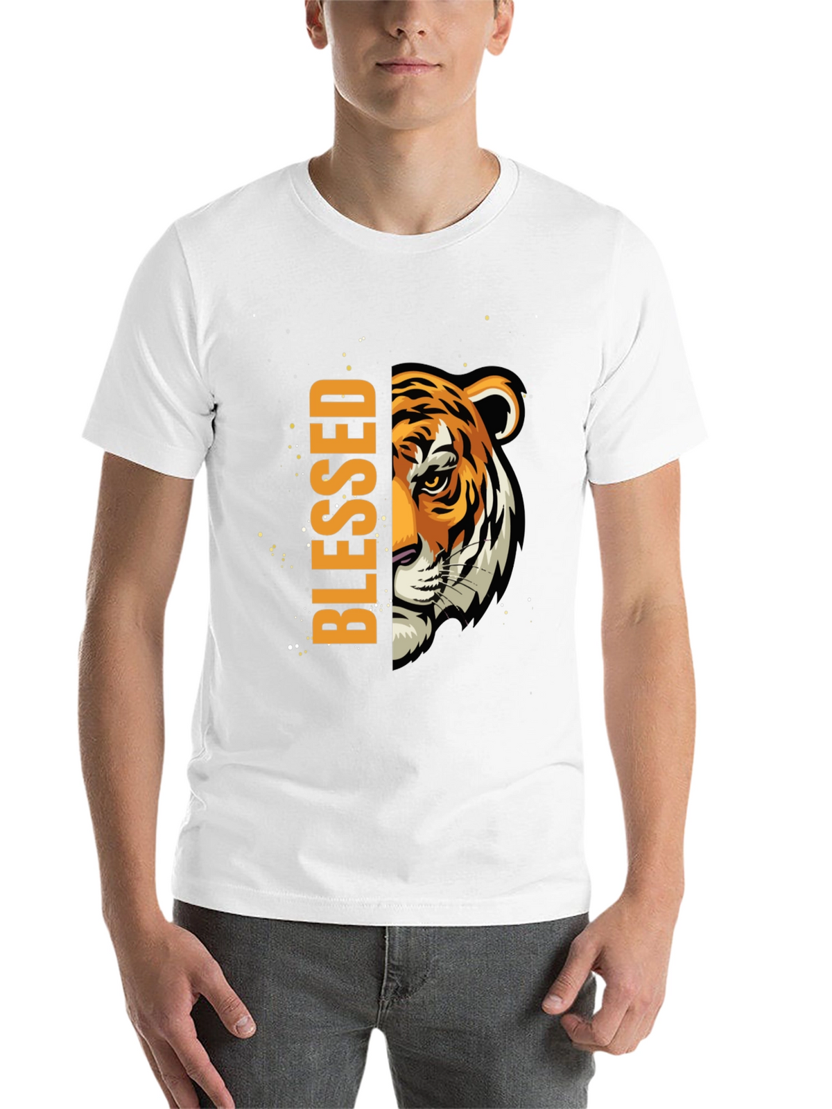 Blessed Tiger Graphic Print Black T-Shirt